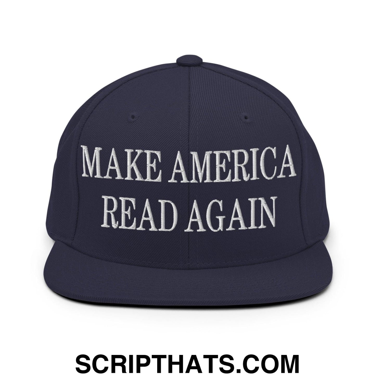 Make America Read Again Embroidered Flat Bill Brim Snapback Hat Navy