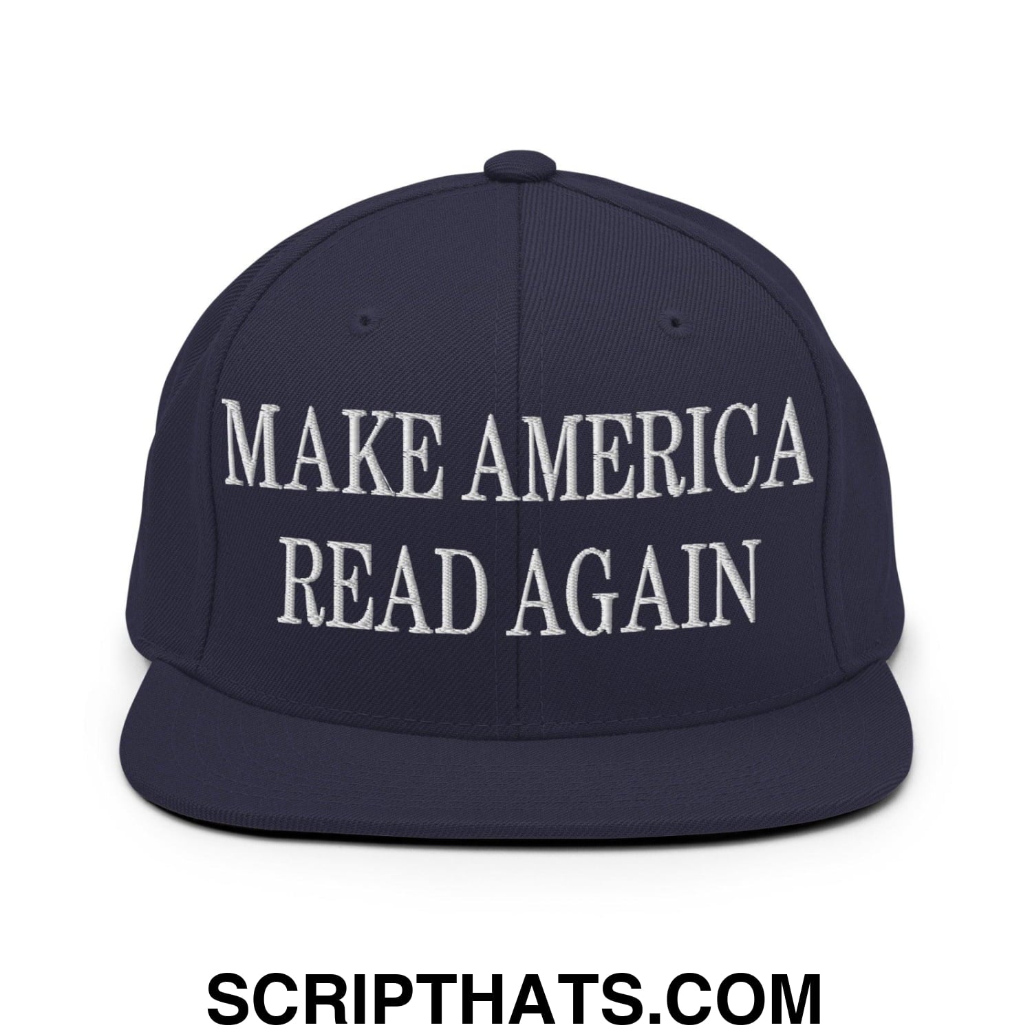 Make America Read Again Embroidered Flat Bill Brim Snapback Hat Navy