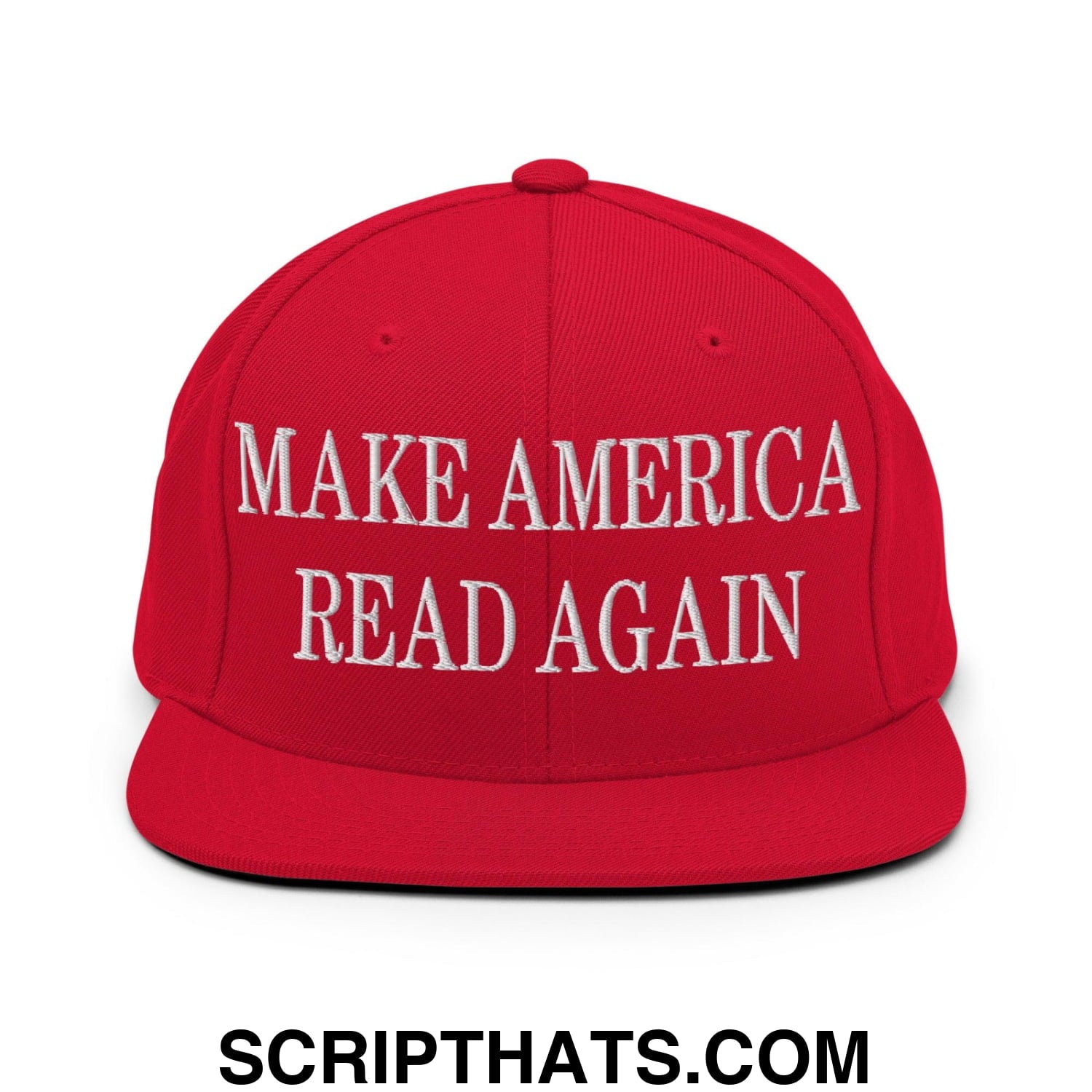 Make America Read Again Embroidered Flat Bill Brim Snapback Hat Red