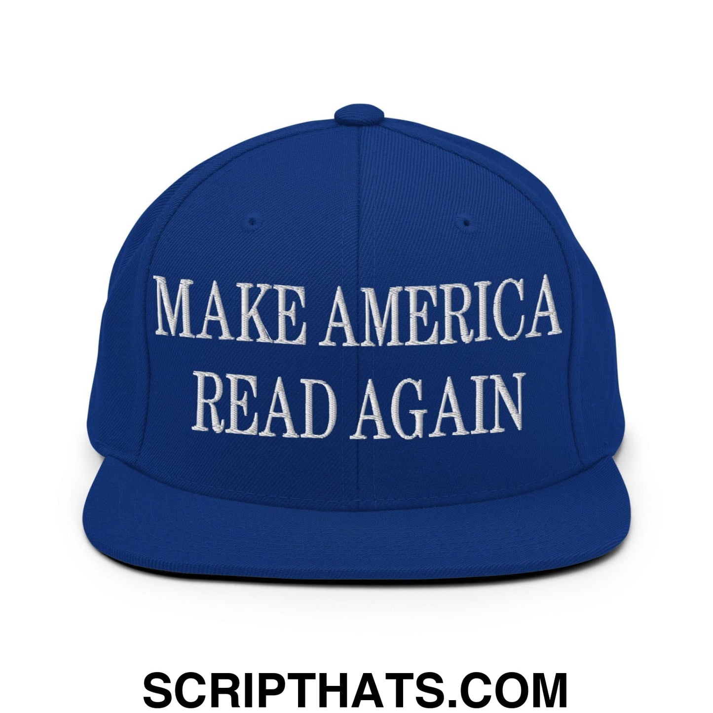 Make America Read Again Embroidered Flat Bill Brim Snapback Hat Royal Blue