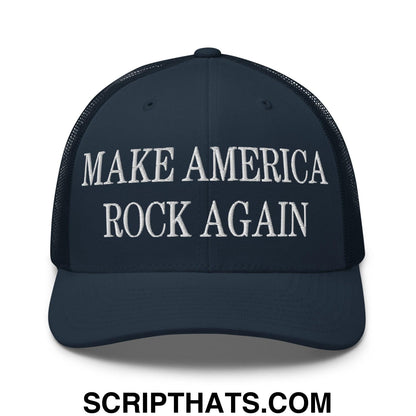 Make America Rock Again Embroidered Mesh Trucker Hat Navy