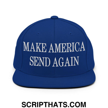 Make America Send Again Embroidered Flat Bill Brim Snapback Hat Royal Blue
