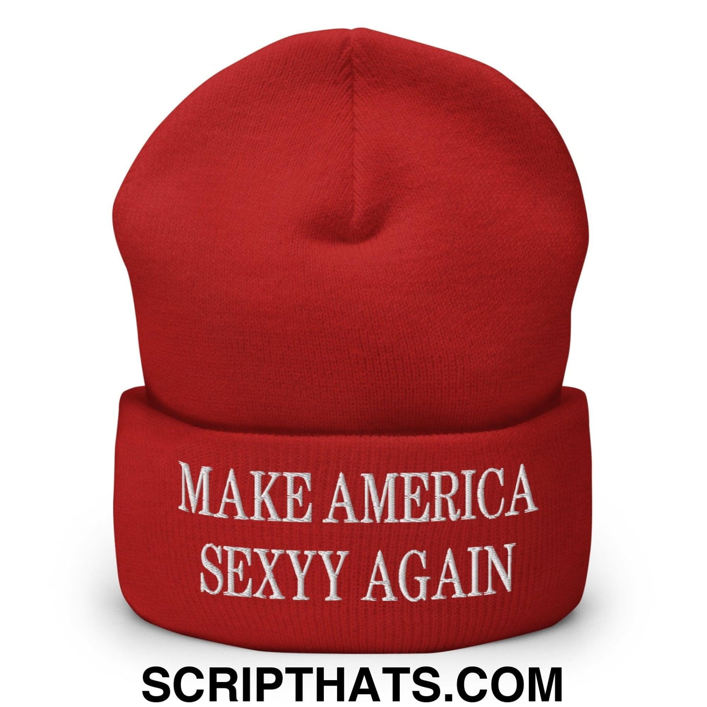 Make America Sexyy Again Embroidered Knit Cuffed Beanie Red