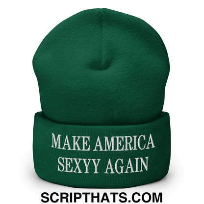 Make America Sexyy Again Embroidered Knit Cuffed Beanie Spruce