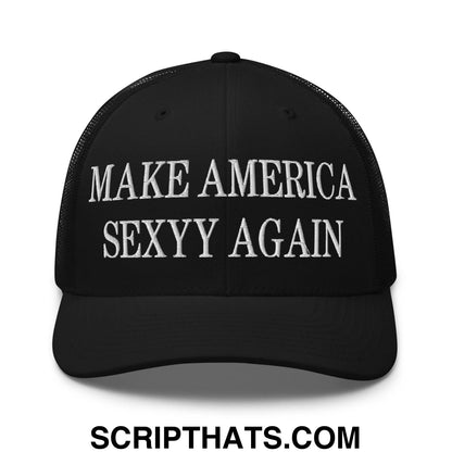 Make America Sexyy Again Embroidered Mesh Trucker Hat Black