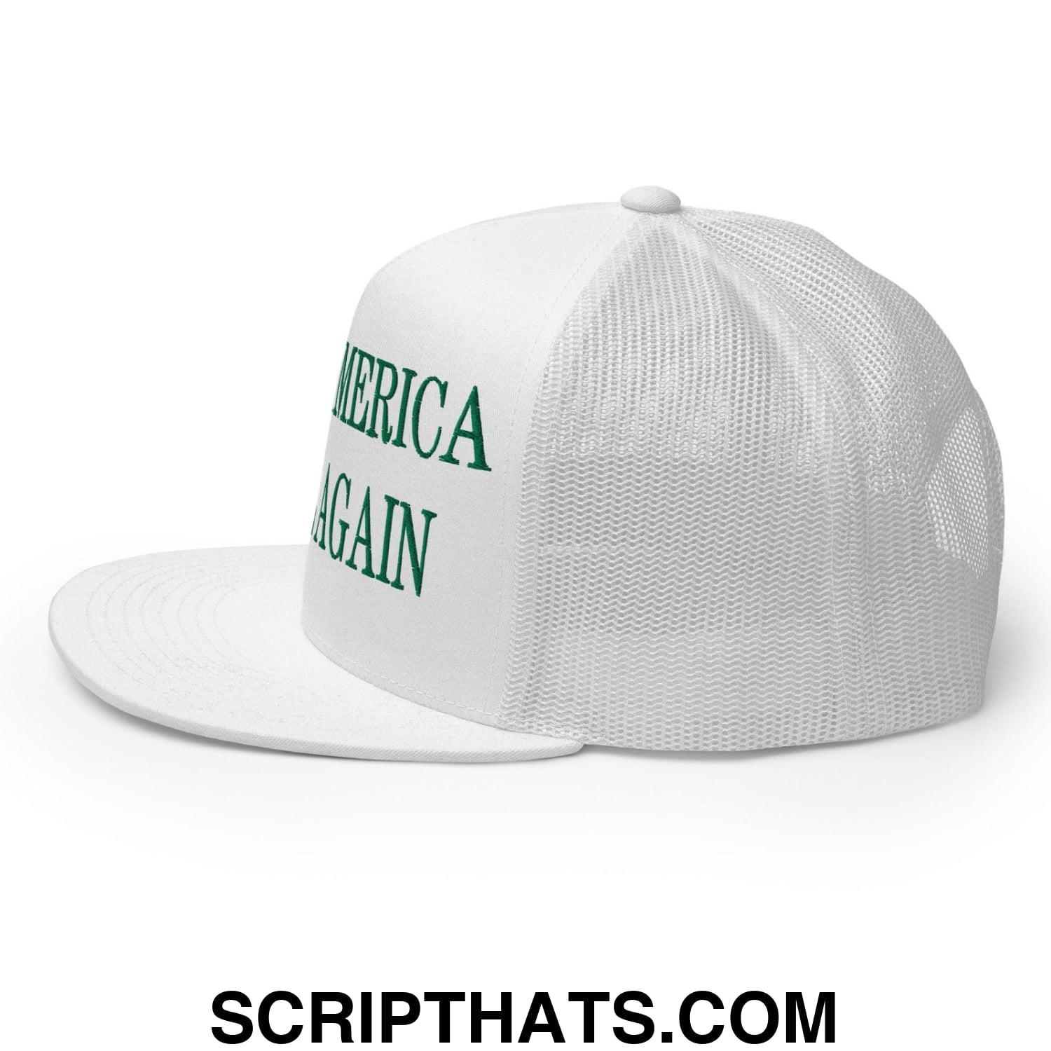 Make America Slime Again Embroidered Flat Bill Brim Trucker Hat White
