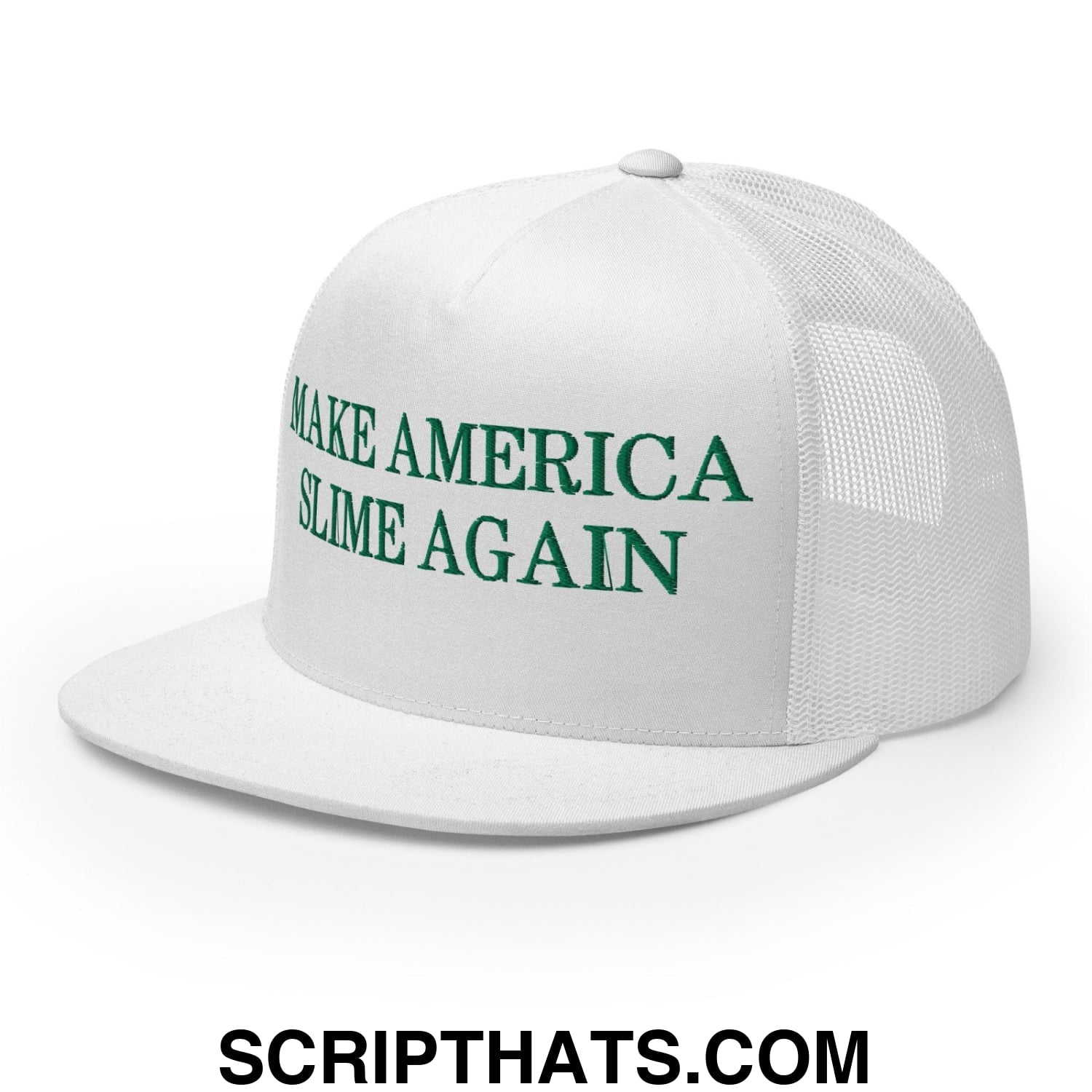 Make America Slime Again Flat Bill Trucker Hat White