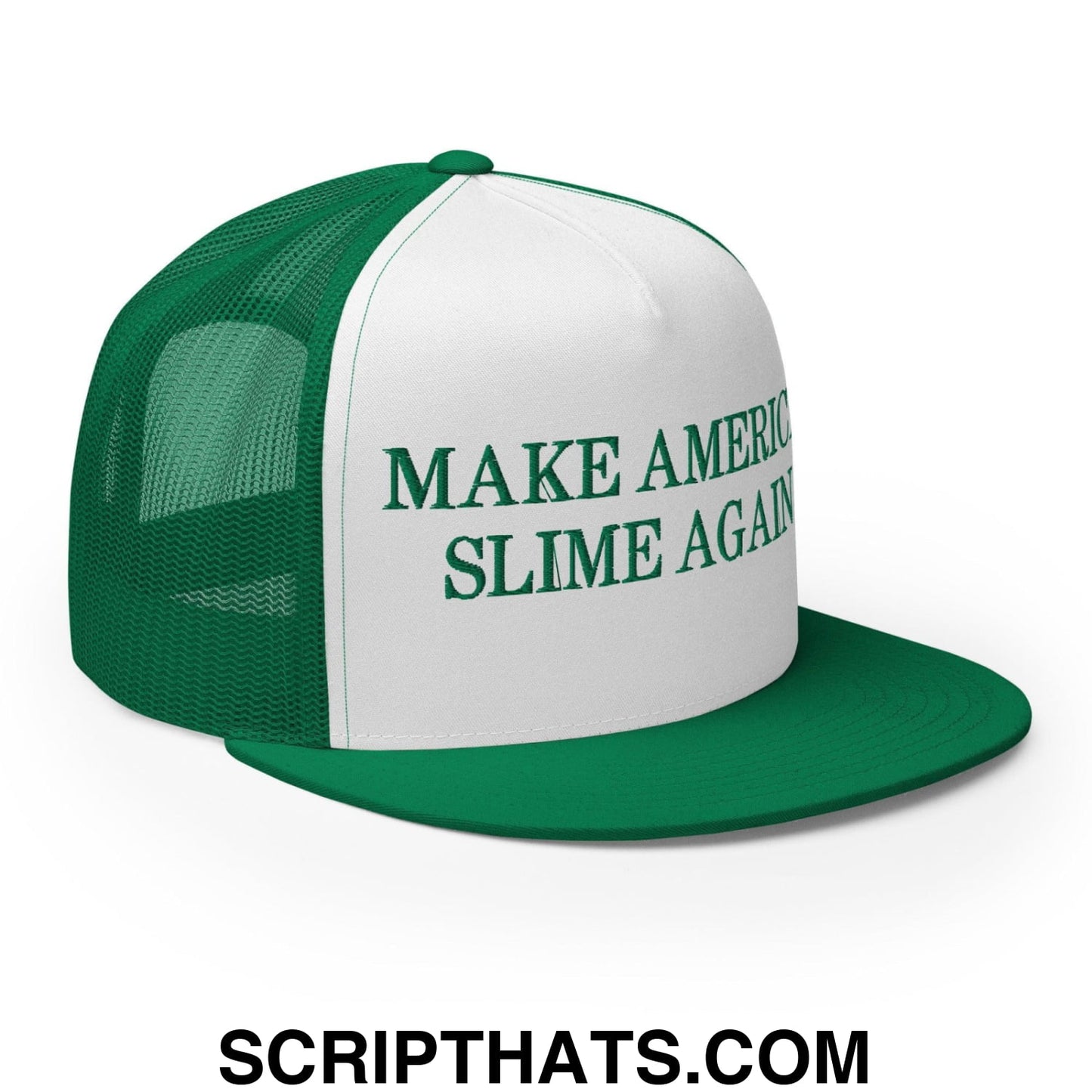Make America Slime Again Flat Bill Trucker Hat Kelly White Kelly