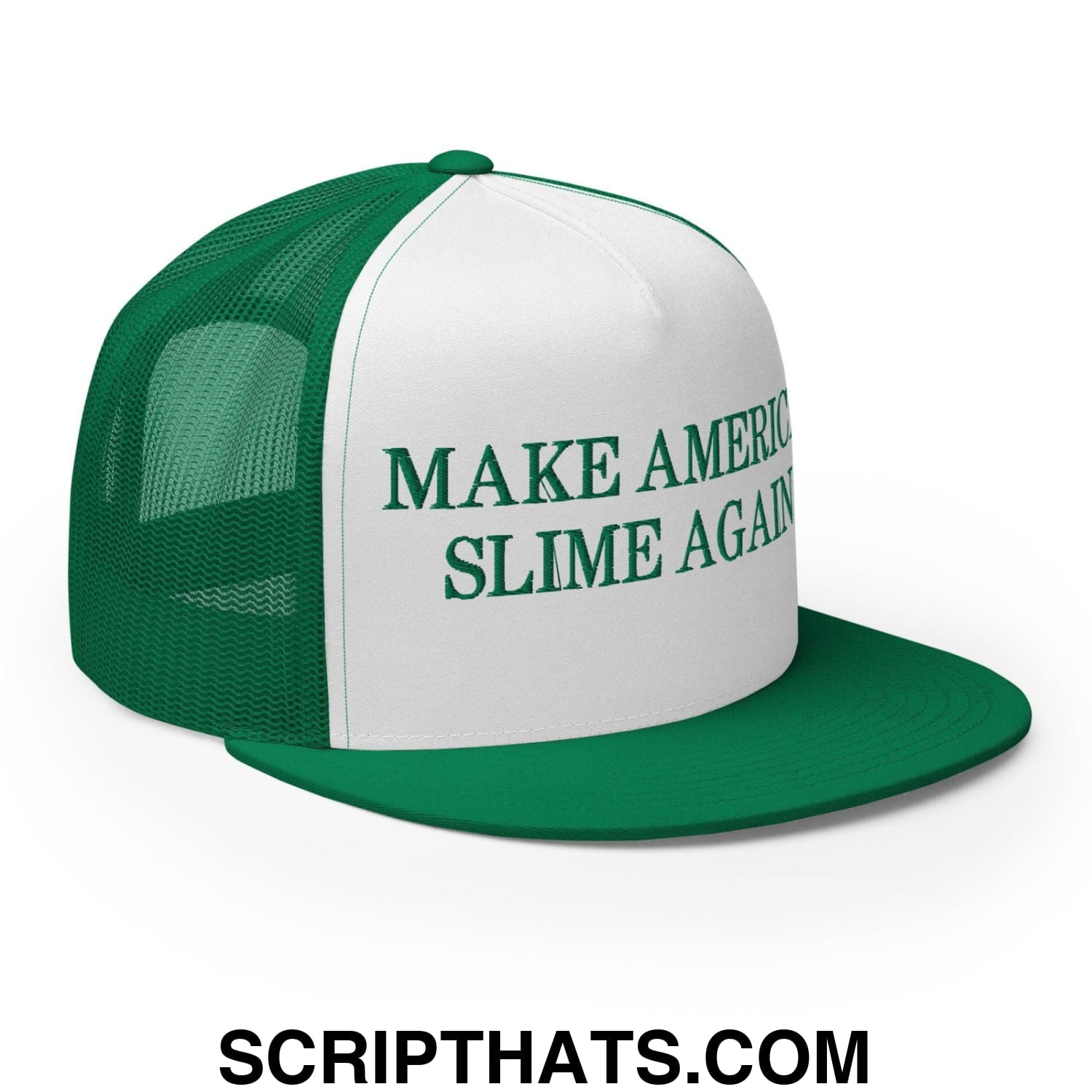 Make America Slime Again Flat Bill Trucker Hat Kelly White Kelly
