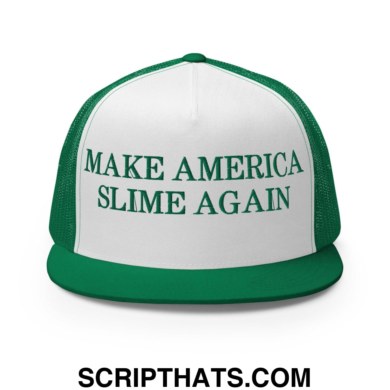 Make America Slime Again Flat Bill Trucker Hat Kelly White Kelly