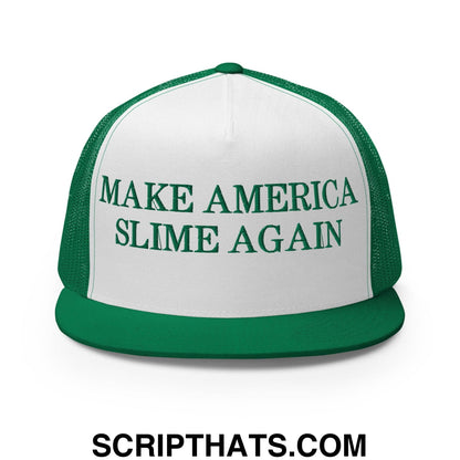 Make America Slime Again Flat Bill Trucker Hat Kelly White Kelly