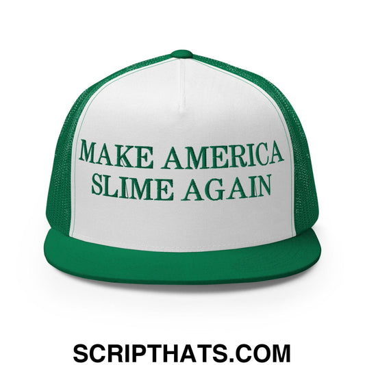 Make America Slime Again Flat Bill Trucker Hat Kelly White Kelly