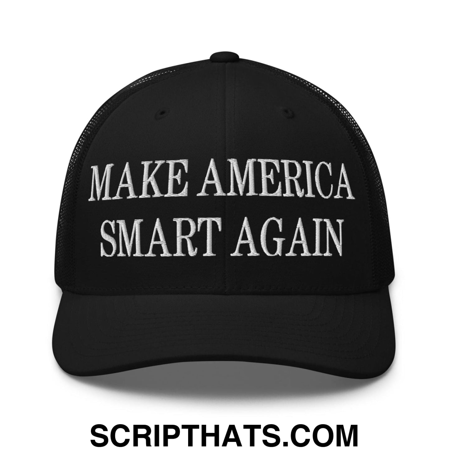 Make America Smart Again Embroidered Mesh Trucker Hat Black