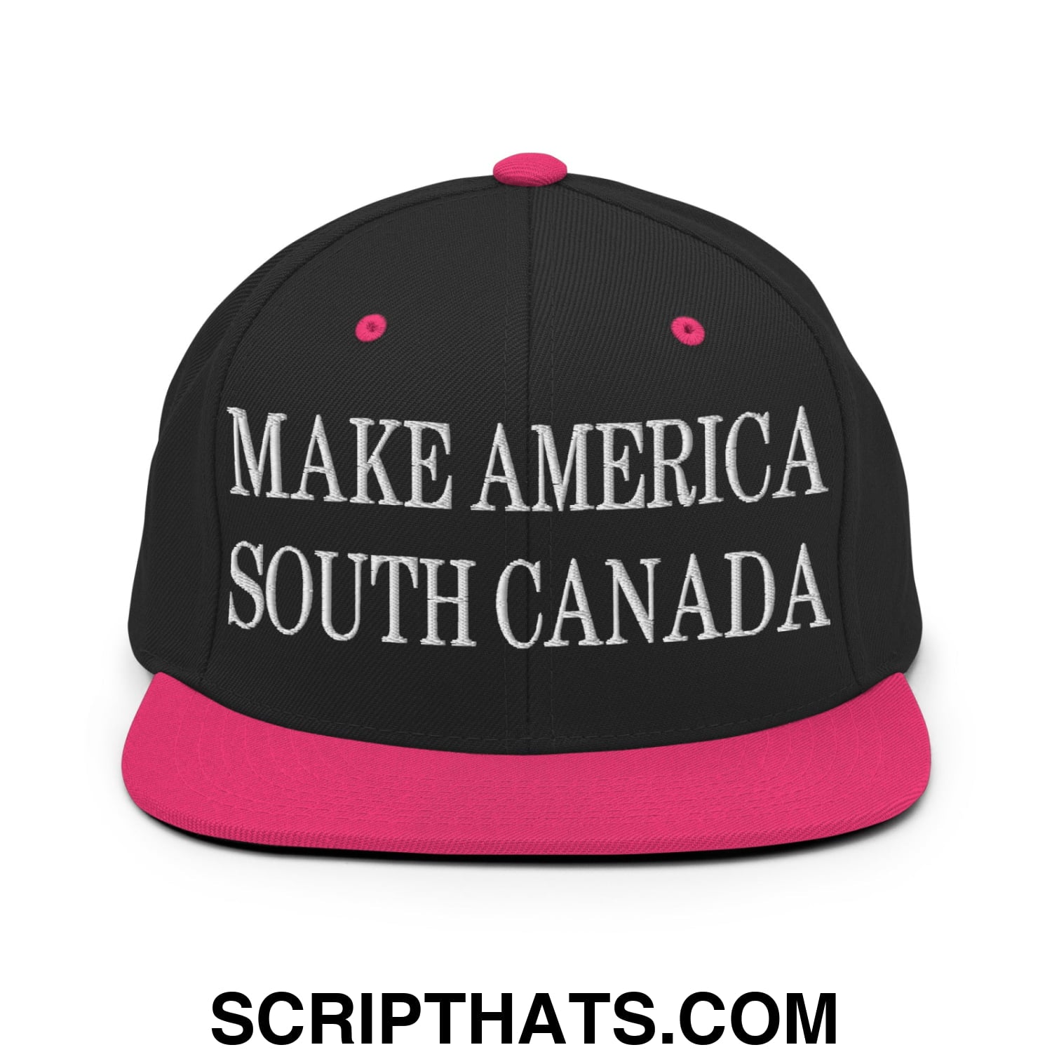 Make America South Canada Embroidered Flat Bill Brim Snapback Hat Black Neon Pink
