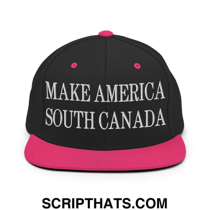 Make America South Canada Embroidered Flat Bill Brim Snapback Hat Black Neon Pink
