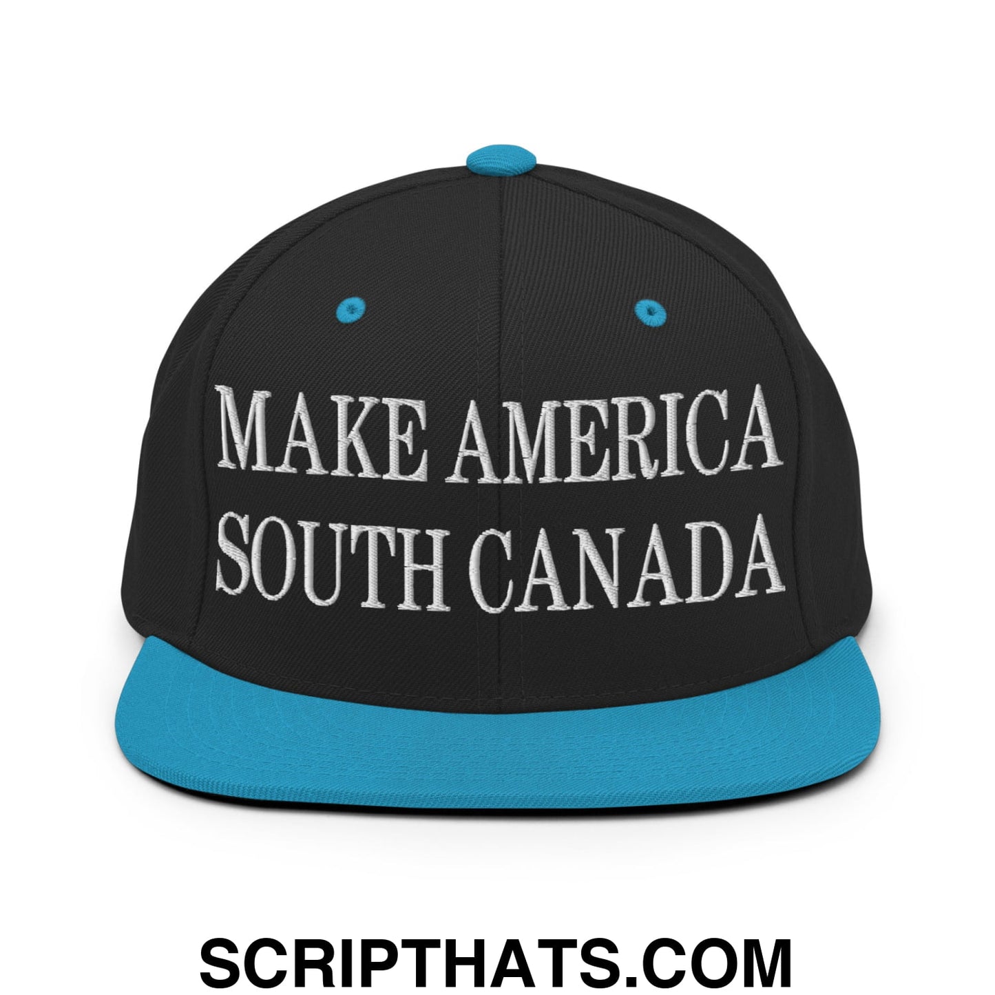Make America South Canada Embroidered Flat Bill Brim Snapback Hat Black Teal
