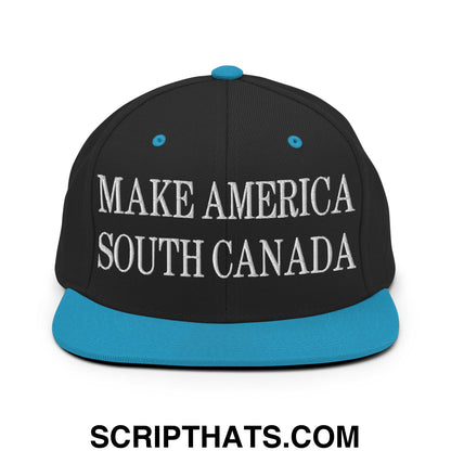 Make America South Canada Embroidered Flat Bill Brim Snapback Hat Black Teal