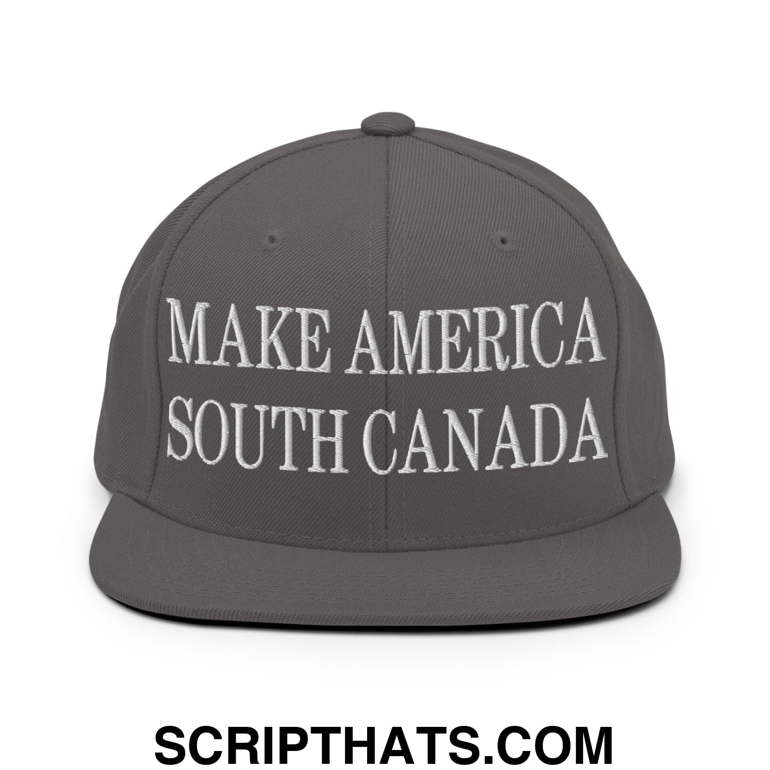 Make America South Canada Embroidered Flat Bill Brim Snapback Hat Dark Grey