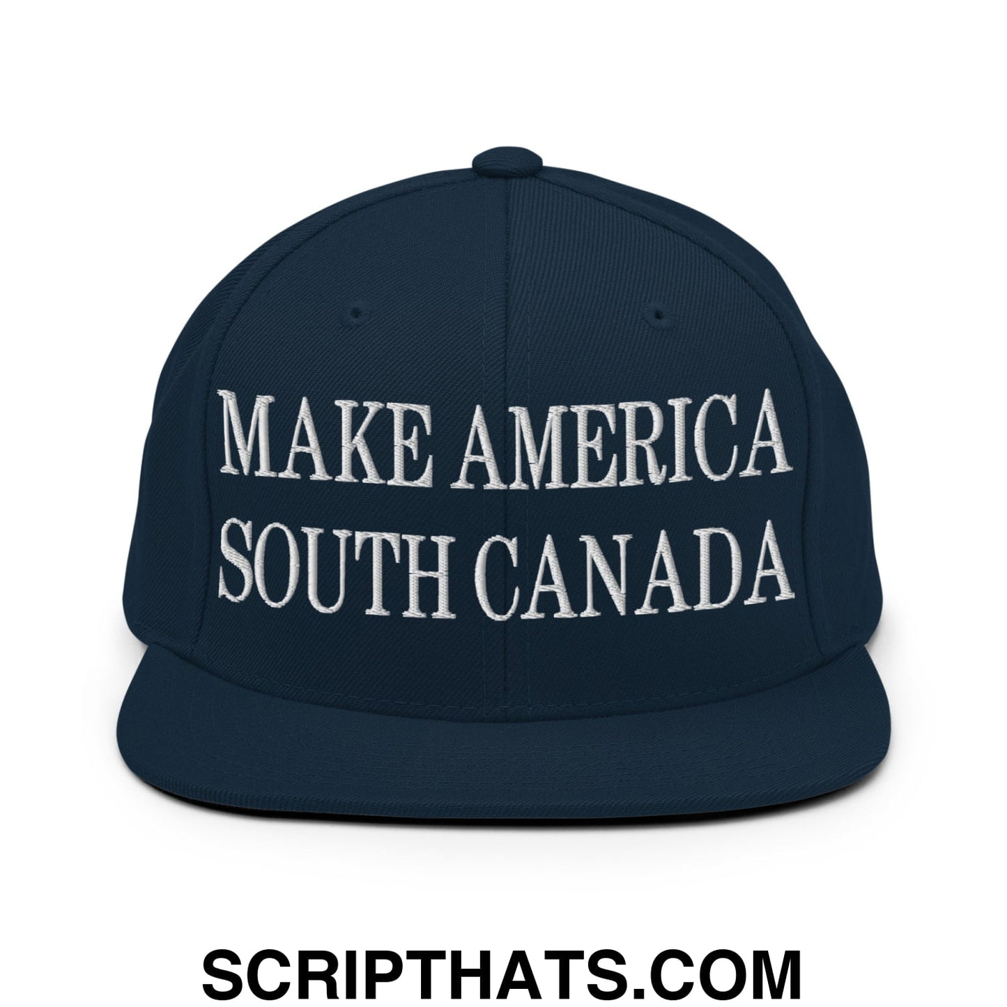Make America South Canada Embroidered Flat Bill Brim Snapback Hat Dark Navy