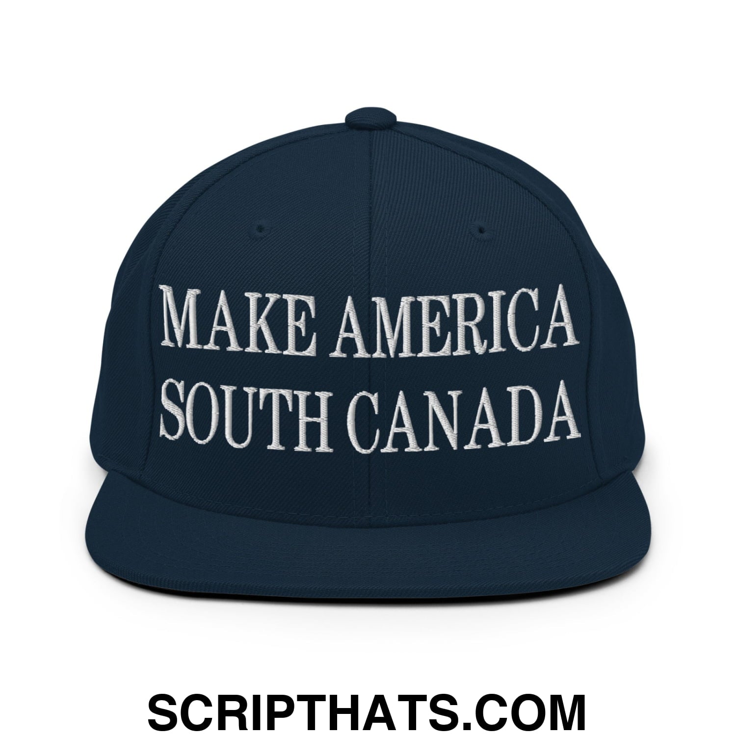 Make America South Canada Embroidered Flat Bill Brim Snapback Hat Dark Navy
