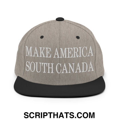 Make America South Canada Embroidered Flat Bill Brim Snapback Hat Heather Black