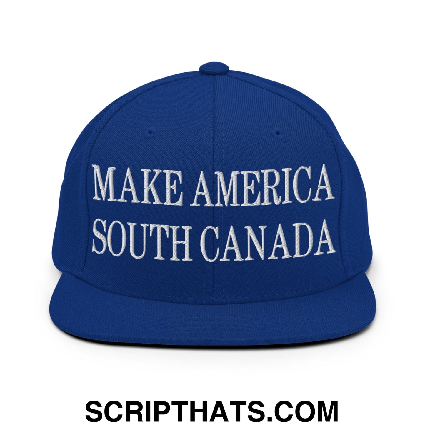 Make America South Canada Embroidered Flat Bill Brim Snapback Hat Royal Blue