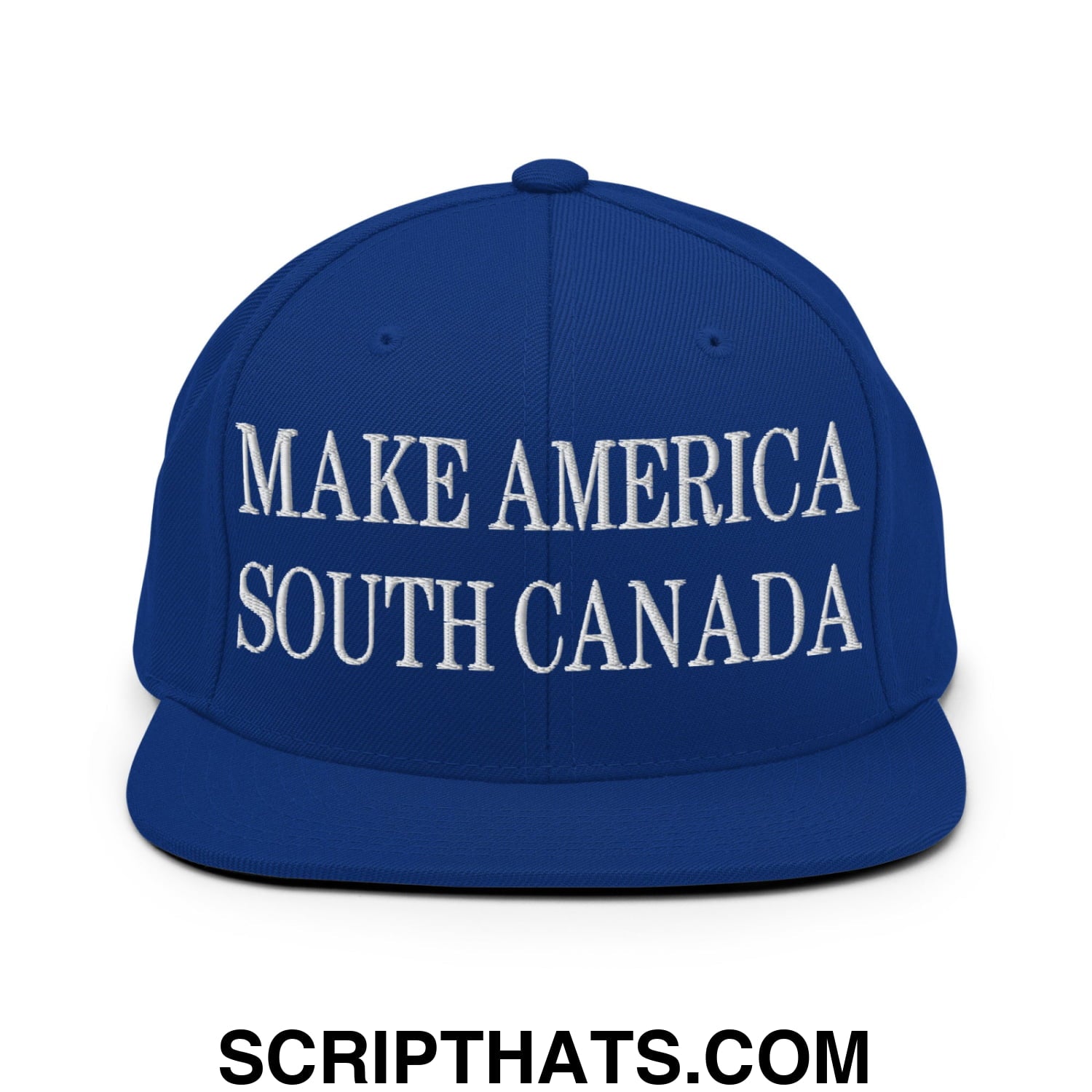 Make America South Canada Embroidered Flat Bill Brim Snapback Hat Royal Blue