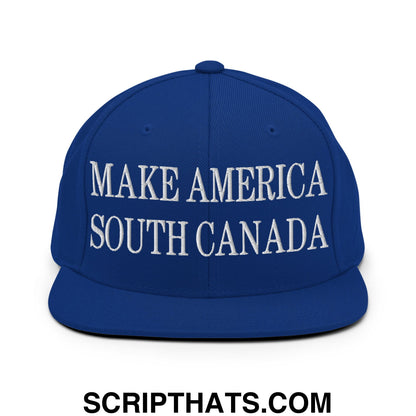 Make America South Canada Embroidered Flat Bill Brim Snapback Hat Royal Blue