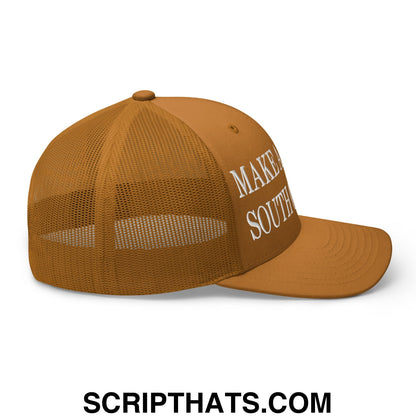 Make America South Canada Embroidered Mesh Trucker Hat Caramel