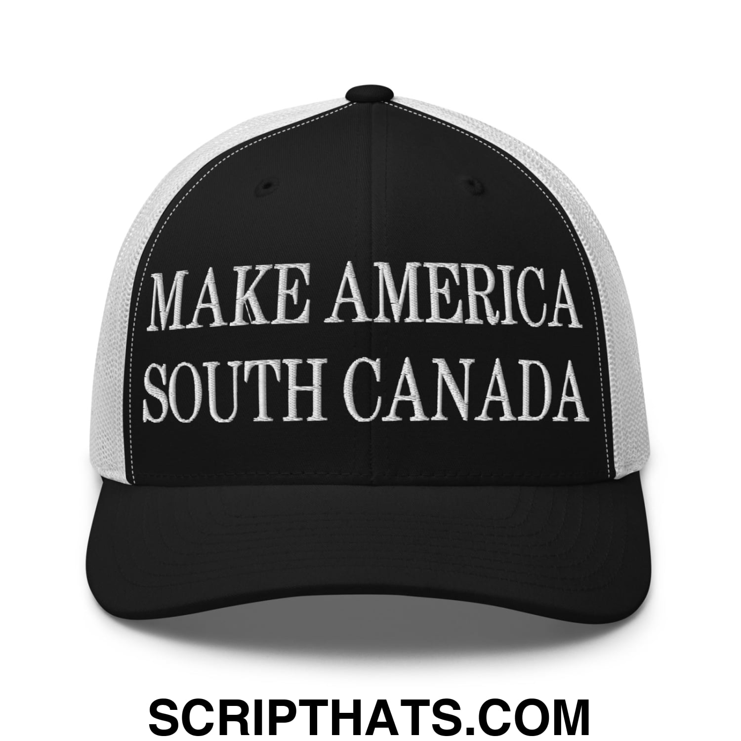 Make America South Canada Embroidered Mesh Trucker Hat Black White
