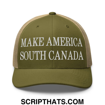 Make America South Canada Embroidered Mesh Trucker Hat Moss Khaki