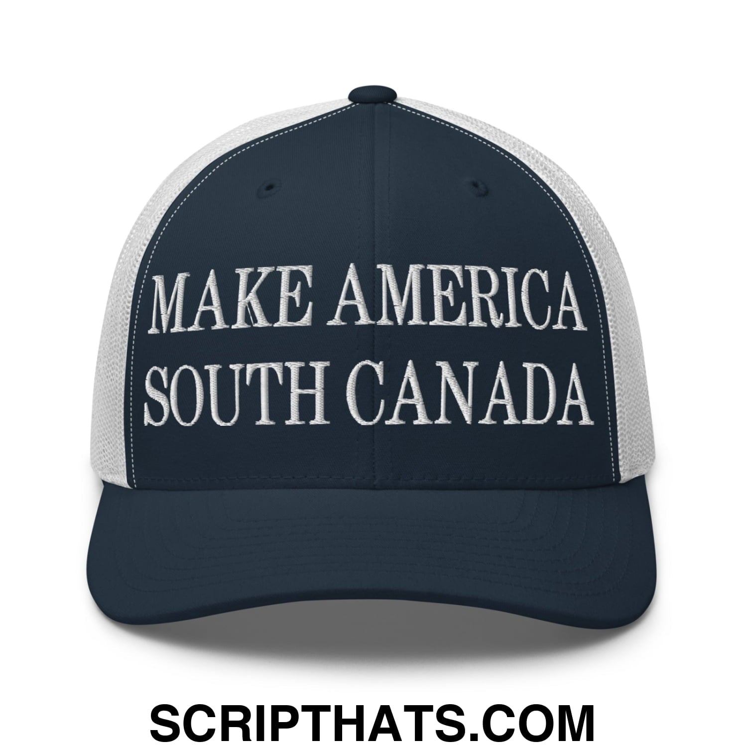 Make America South Canada Embroidered Mesh Trucker Hat Navy White