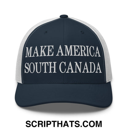 Make America South Canada Embroidered Mesh Trucker Hat Navy White