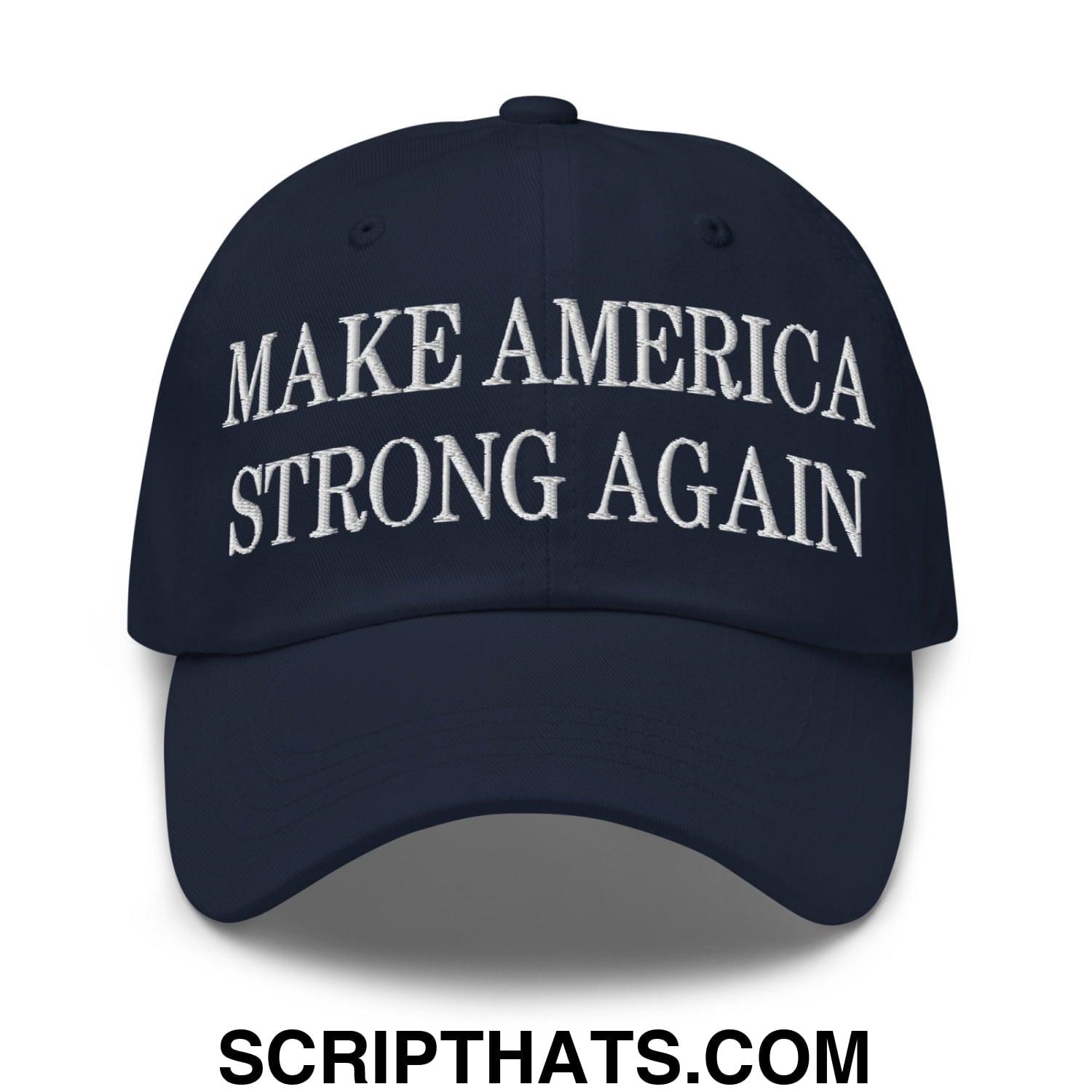 Navy blue embroidered make america strong again unstructured dad hat with adjustable strap for casual wear