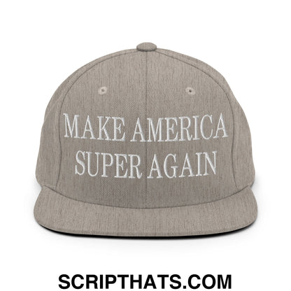 Make America Super Again Embroidered Flat Bill Brim Snapback Hat Heather Grey