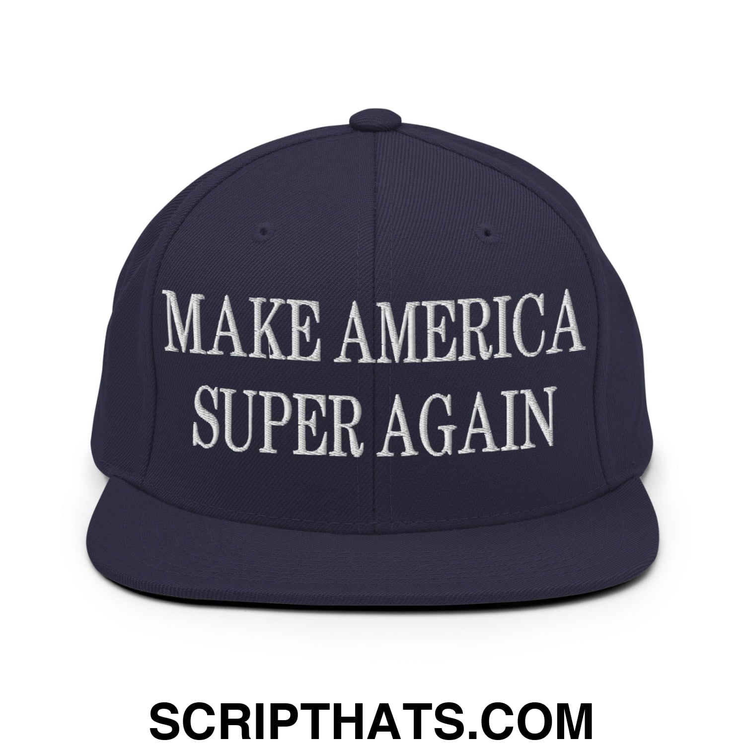 Make America Super Again Embroidered Flat Bill Brim Snapback Hat Navy