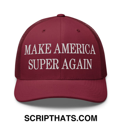 Make America Super Again Embroidered Mesh Trucker Hat Cranberry