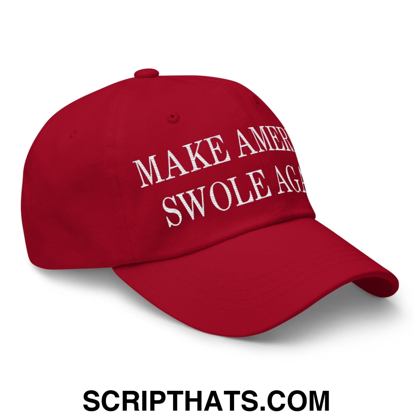Make America Swole Again Embroidered Dad Hat Cranberry
