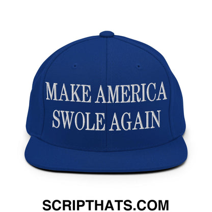 Make America Swole Again Embroidered Flat Bill Brim Snapback Hat Royal Blue