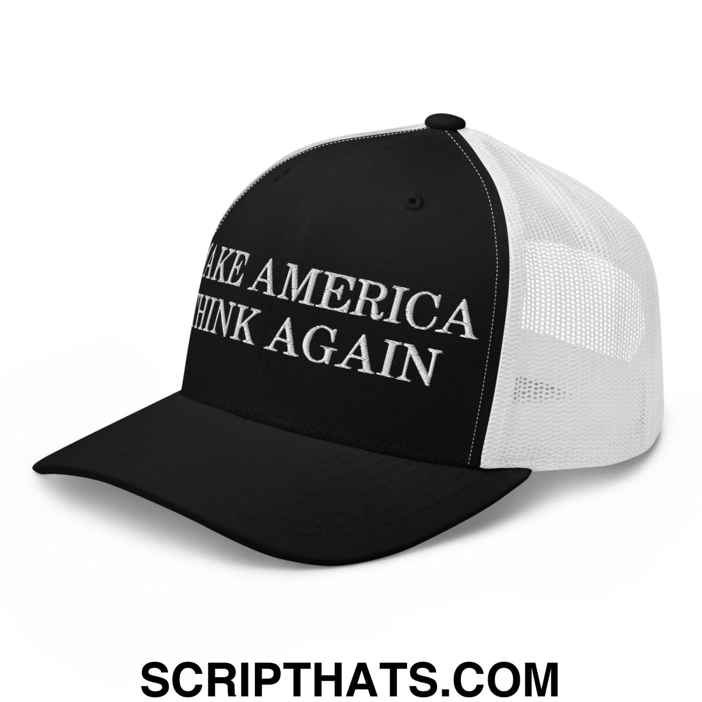 Make America Think Again Retro Trucker Hat Black White