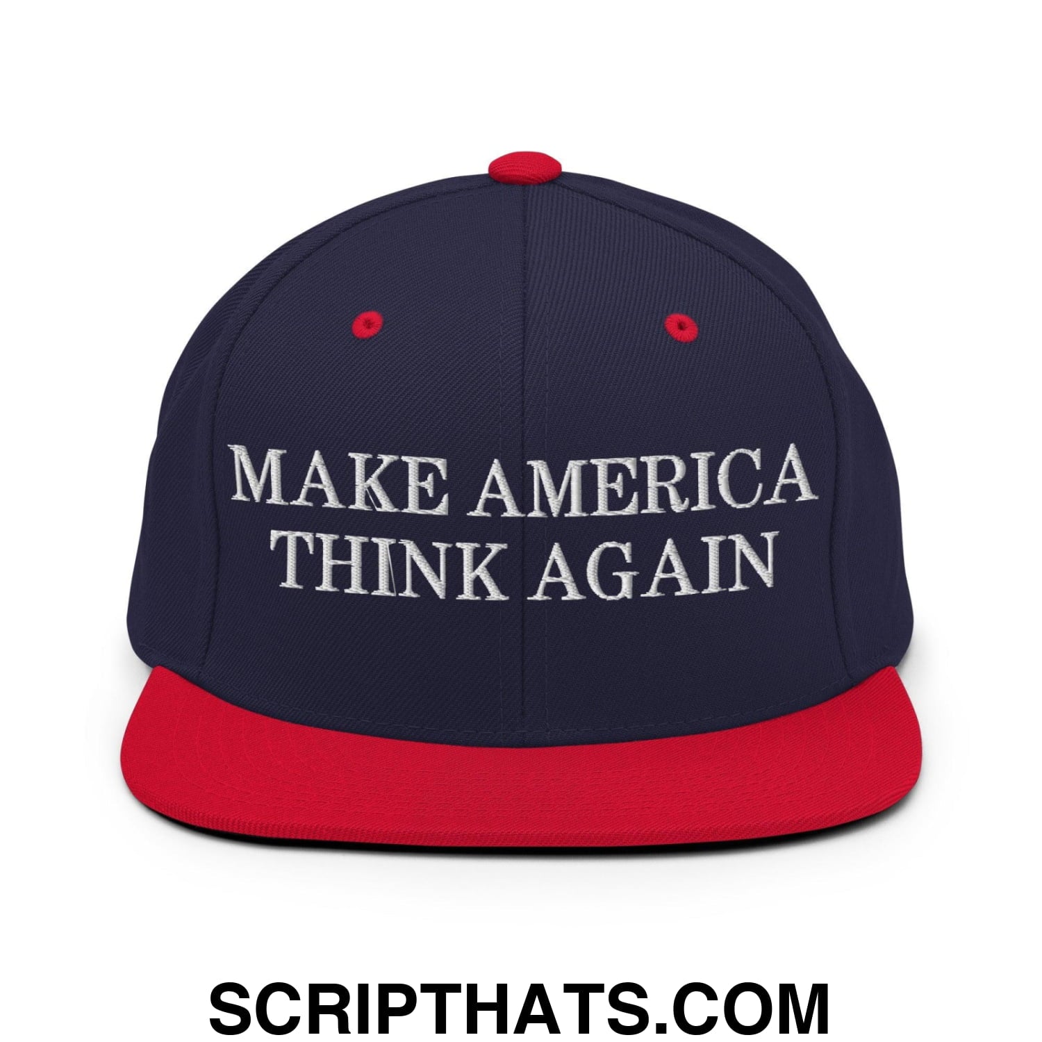 Make America Think Again Snapback Hat Navy Red