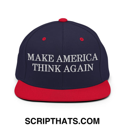 Make America Think Again Snapback Hat Navy Red
