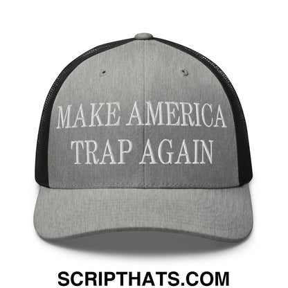 Make America Trap Again Embroidered Mesh Trucker Hat Heather Black