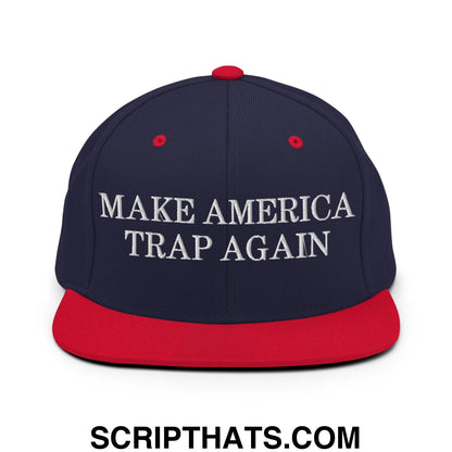 Make America Trap Again Snapback Hat Navy Red