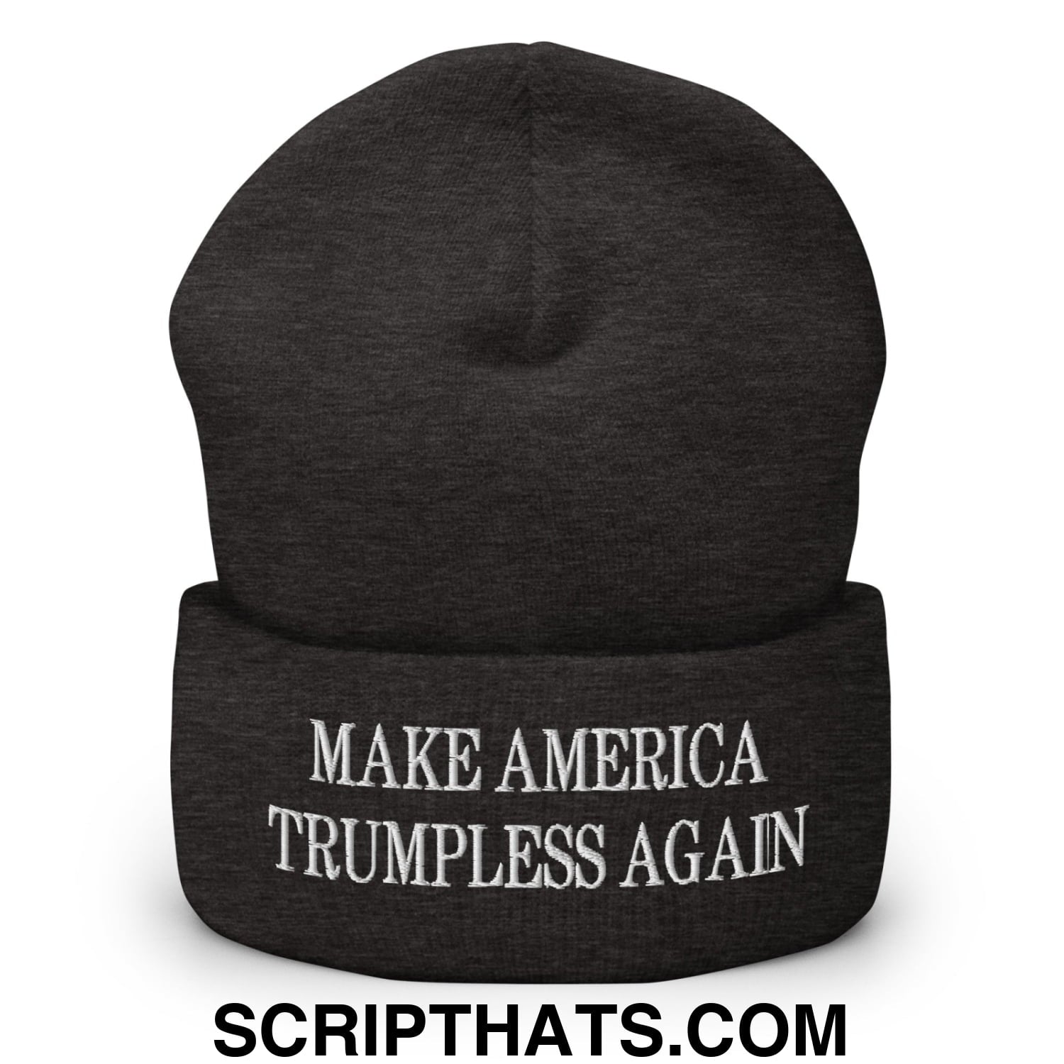 Make America Trumpless Again Embroidered Knit Cuffed Beanie Dark Grey