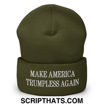 Make America Trumpless Again Embroidered Knit Cuffed Beanie Olive