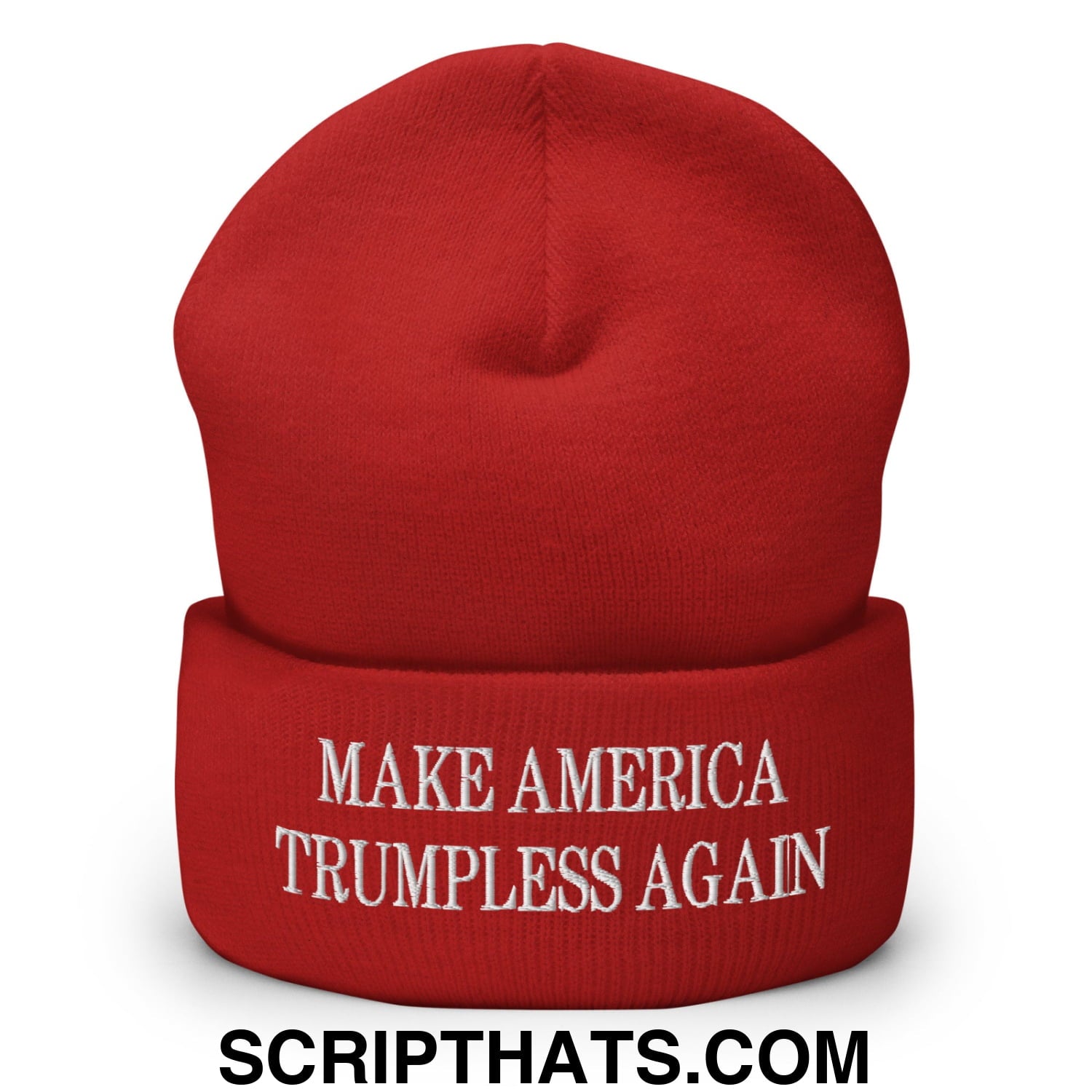Make America Trumpless Again Embroidered Knit Cuffed Beanie Red