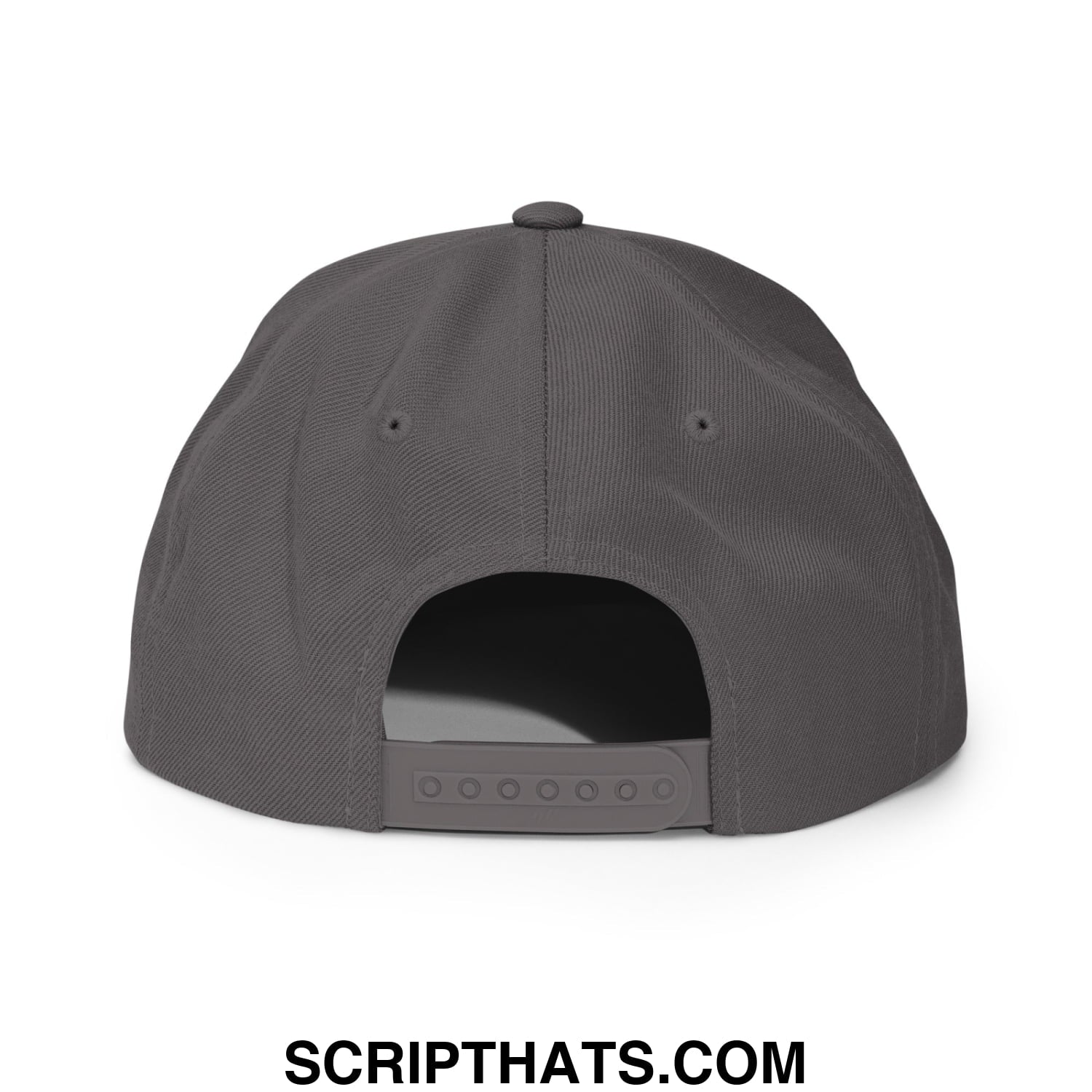 Gray make america woke again snapback hat with six-panel structured design and adjustable strap shown from back side