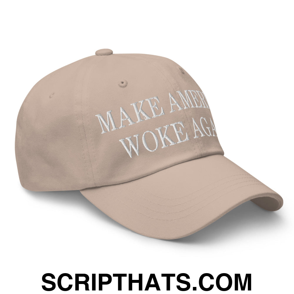 Make America Woke Again Embroidered Unstructured Dad Hat Stone