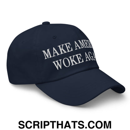 Make America Woke Again Embroidered Unstructured Dad Hat Navy